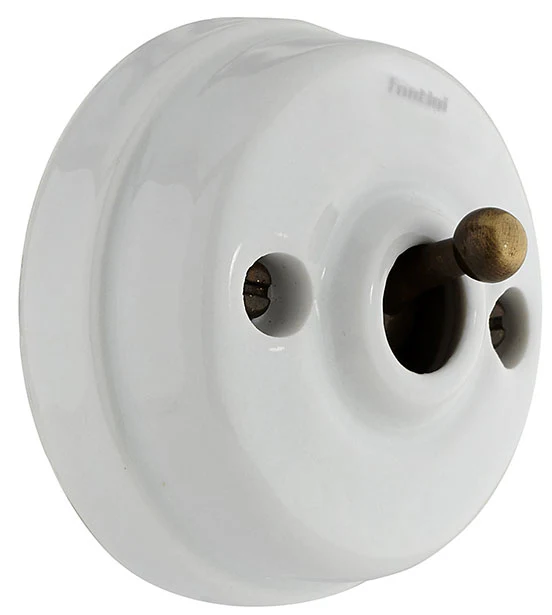 Återfjädrande vippströmbrytare - Vitt porslin/antik brons - Image 5