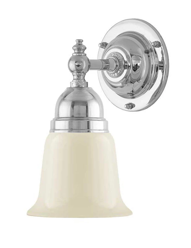 Badrumslampa - Adelborg nickel, benvit klocka