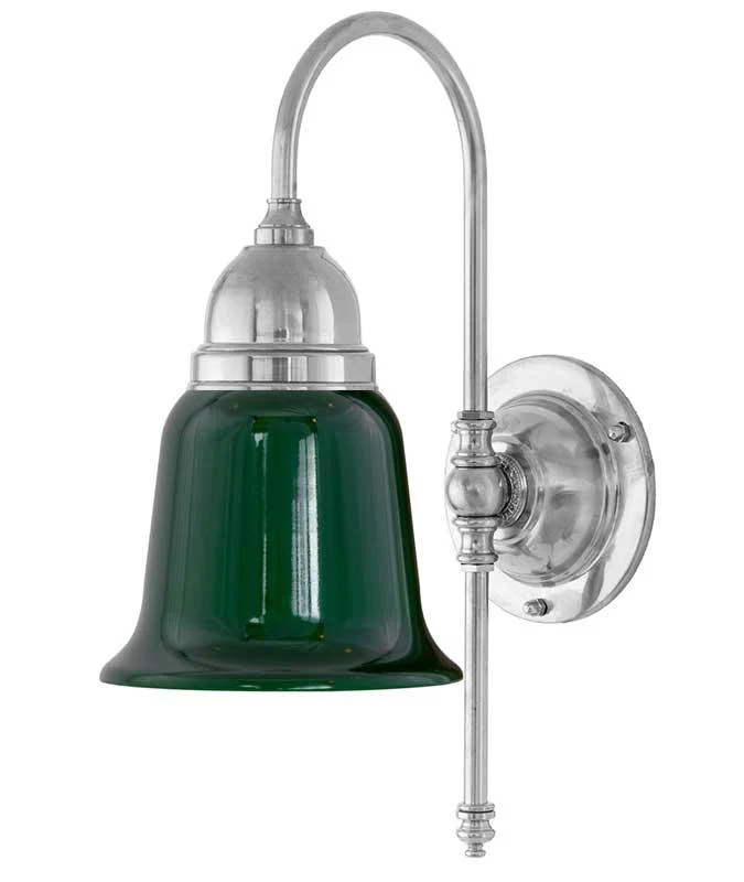 Badrumslampa - Ahlström 60 nickel, grön klocka