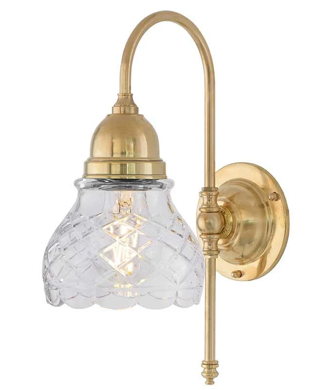 Badrumslampa - Ahlström 60 mÀssing, slipat klarglas