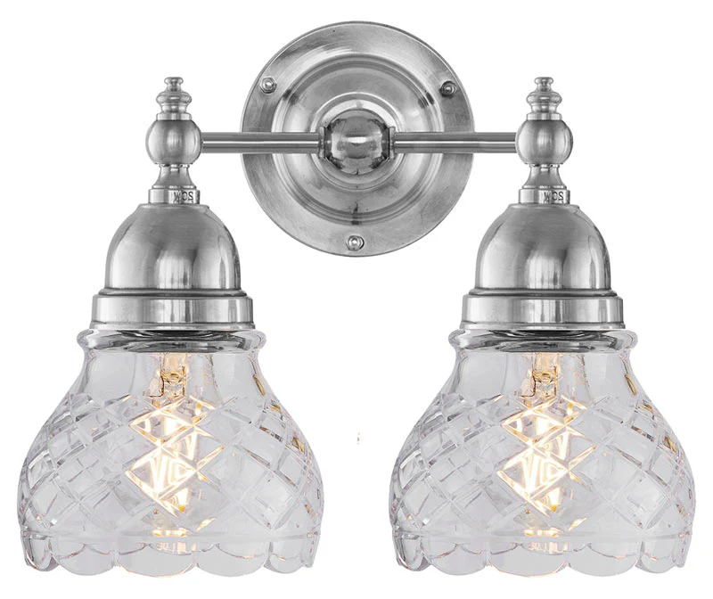 Badrumslampa - Bergman nickel, klarglas