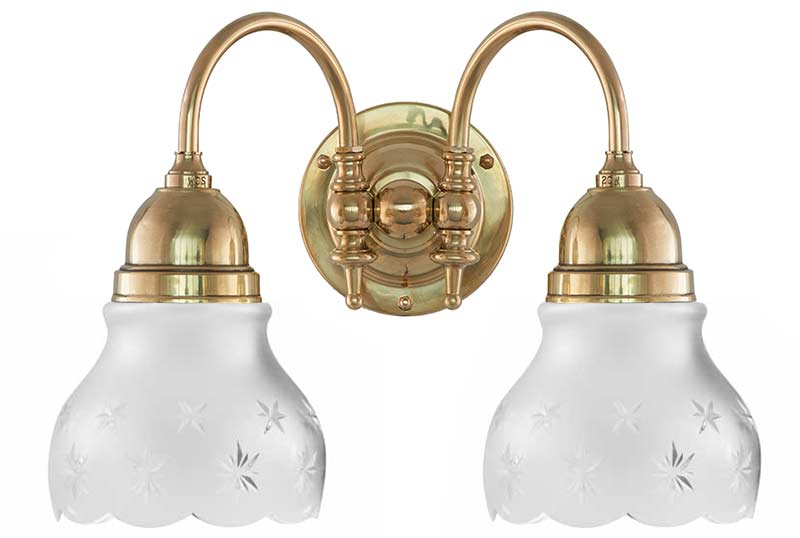 Badrumslampa - Stackelberg mÀssing, slipat mattglas