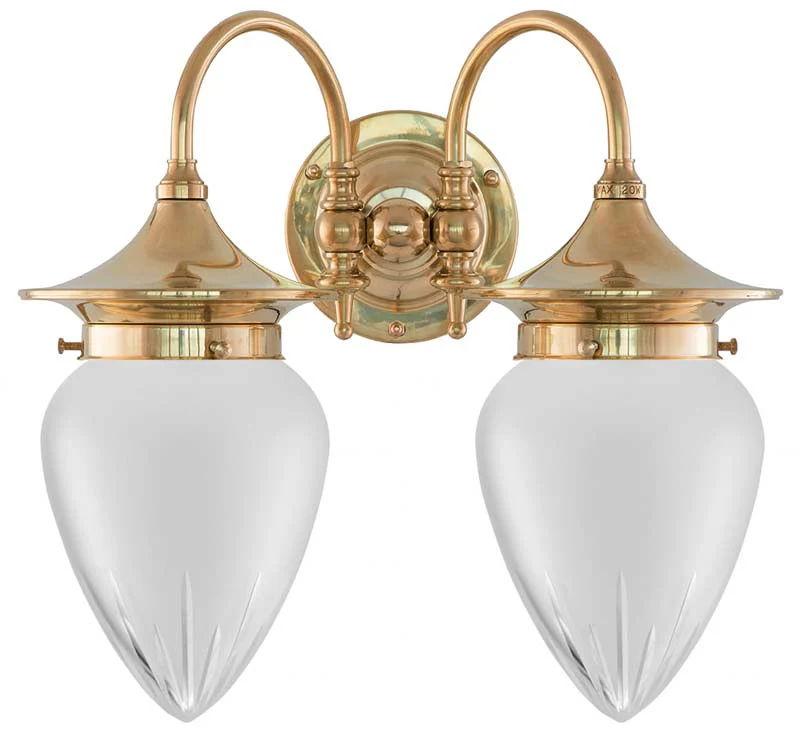 Badrumslampa - Tigerstedt mässing, slipat mattglas