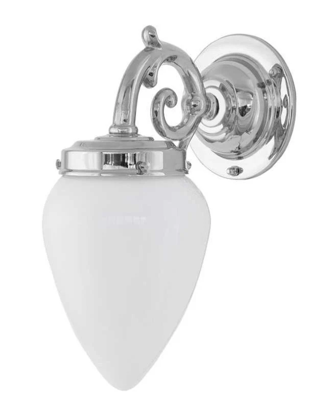 Badrumslampa - Topelius nickel, opalvit droppe