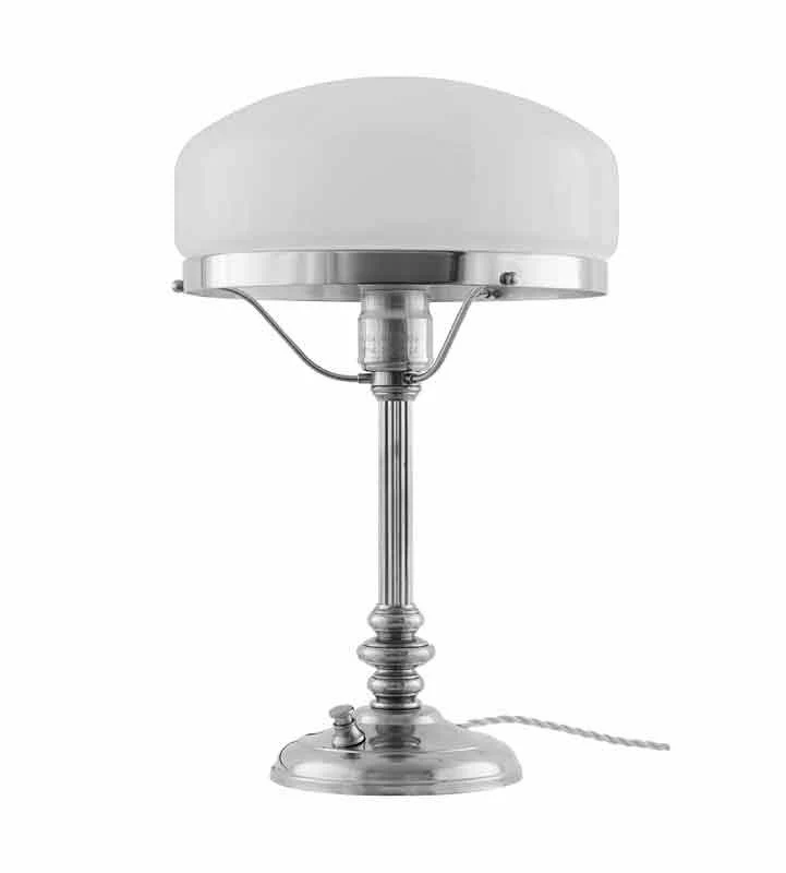 Bordslampa - Karlfeldt nickel, vit skärm