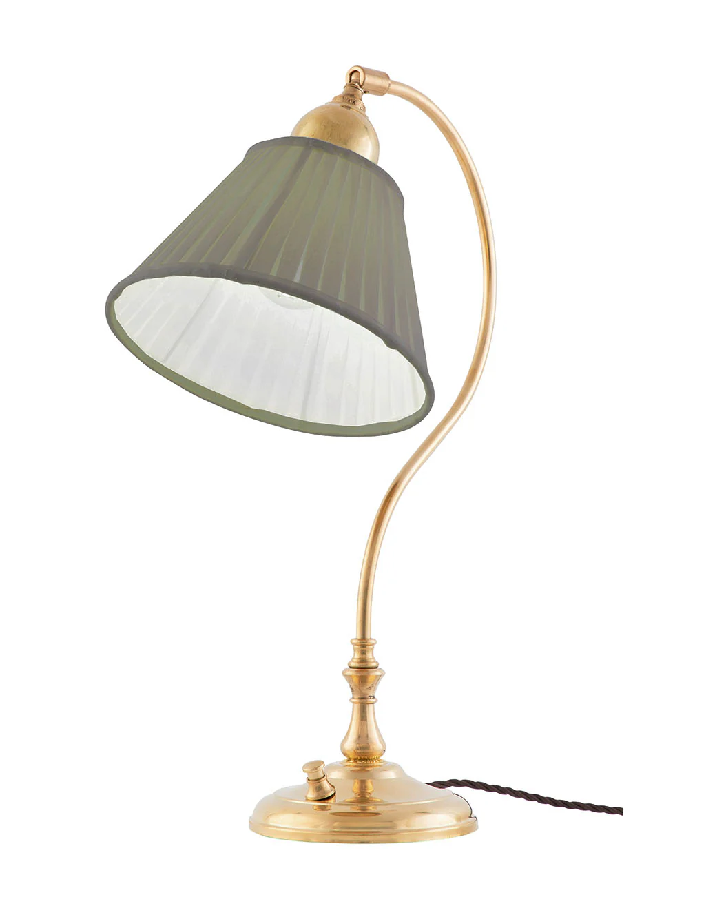 Bordslampa - Lagerlöf mässing, olivgrön tygskärm