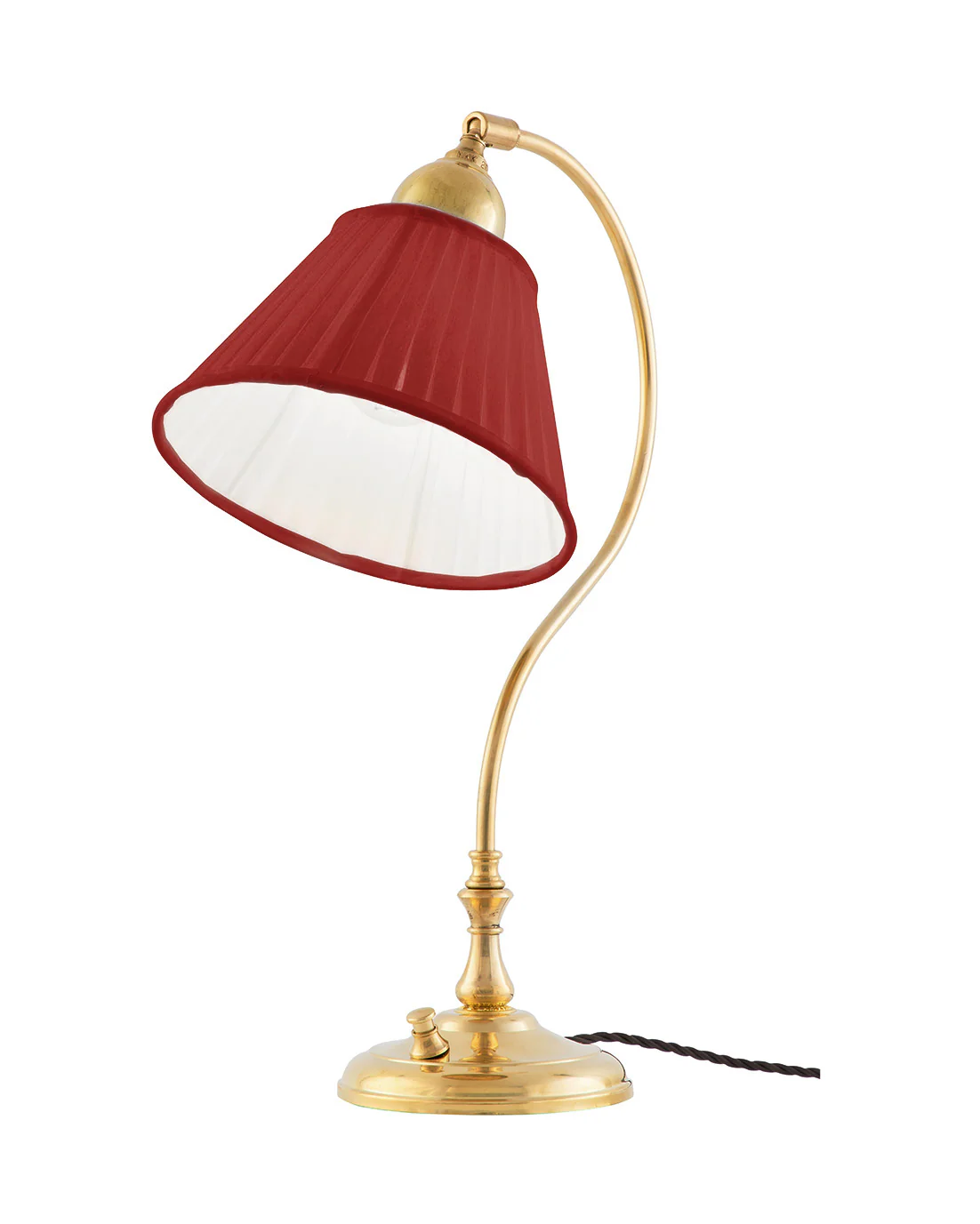 Bordslampa - Lagerlöf mässing, röd tygskärm