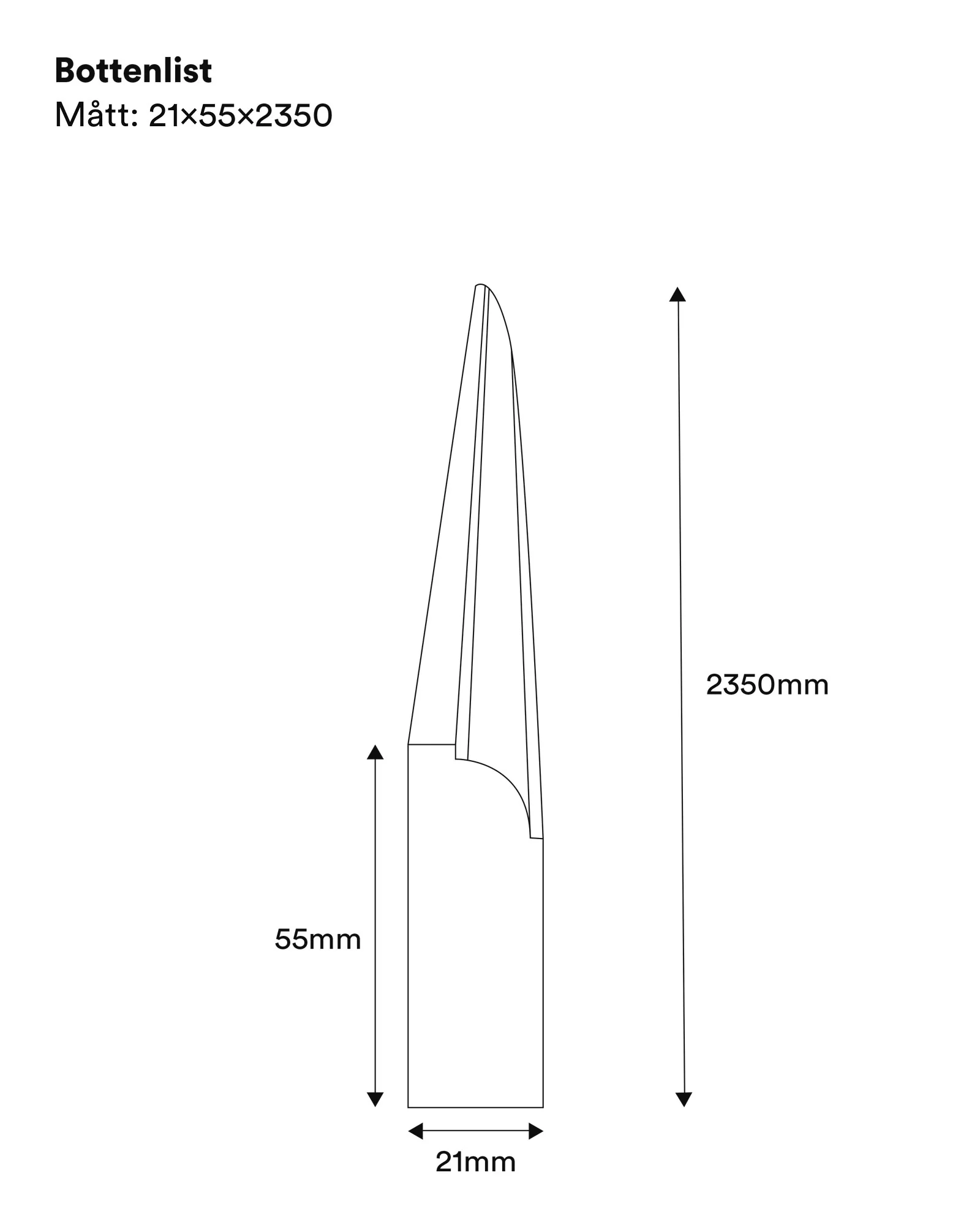Bottenlist till rÀcke - 21 x 55 x 2350 mm - Image 2