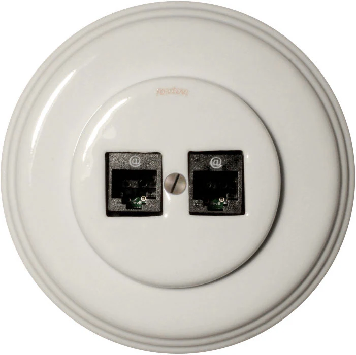 Datajack - Dubbel RJ45 vitt porslin