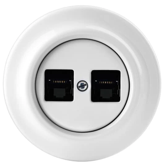 Datauttag 2xRJ45 vit porslin - ABB Decento