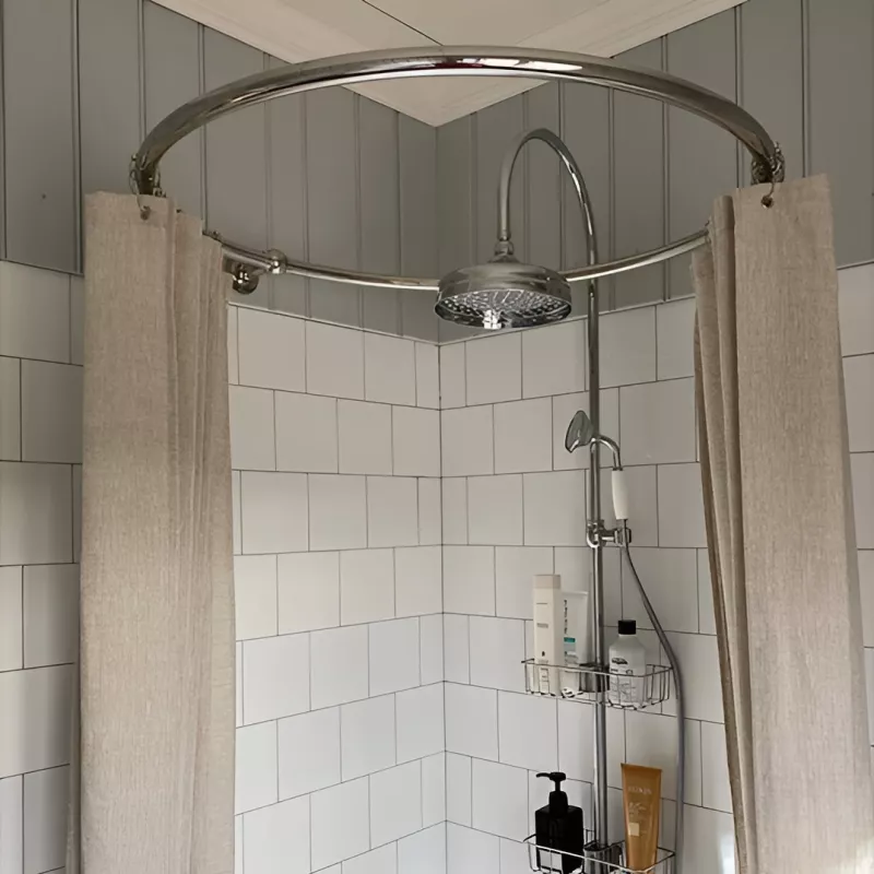 Duschdraperihållare - Rund 80 cm krom - Image 3
