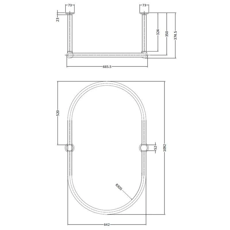 DuschdraperistÄng oval 109 x 64 cm - Krom - Image 2