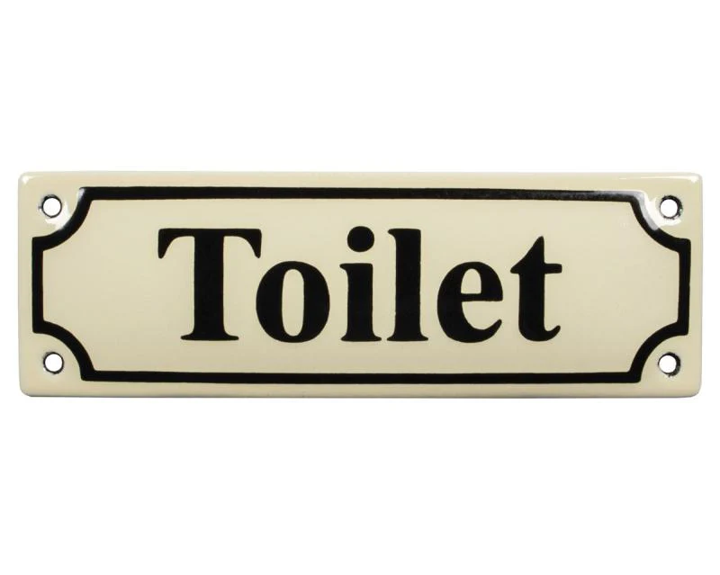Emaljskylt - Toilet vit/svart