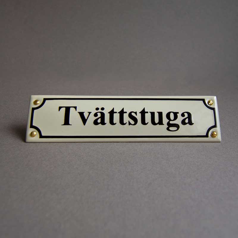 Emaljskylt - Tvättstuga vit/svart - Image 3
