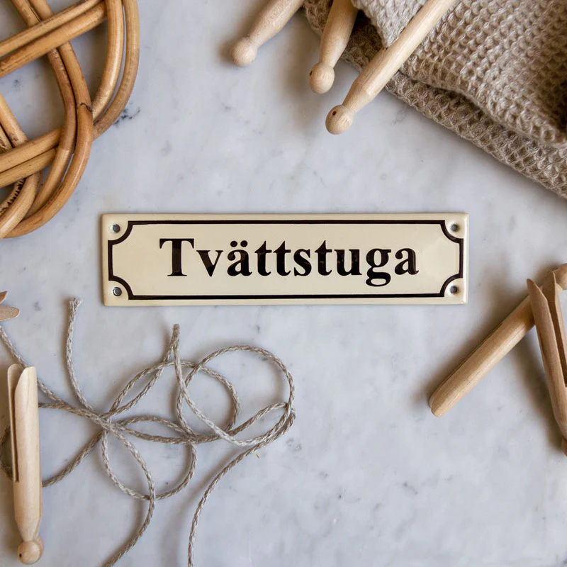 Emaljskylt - Tvättstuga vit/svart - Image 5