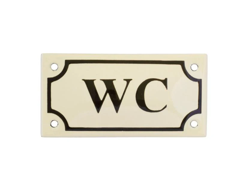 Emaljskylt - WC vit/svart