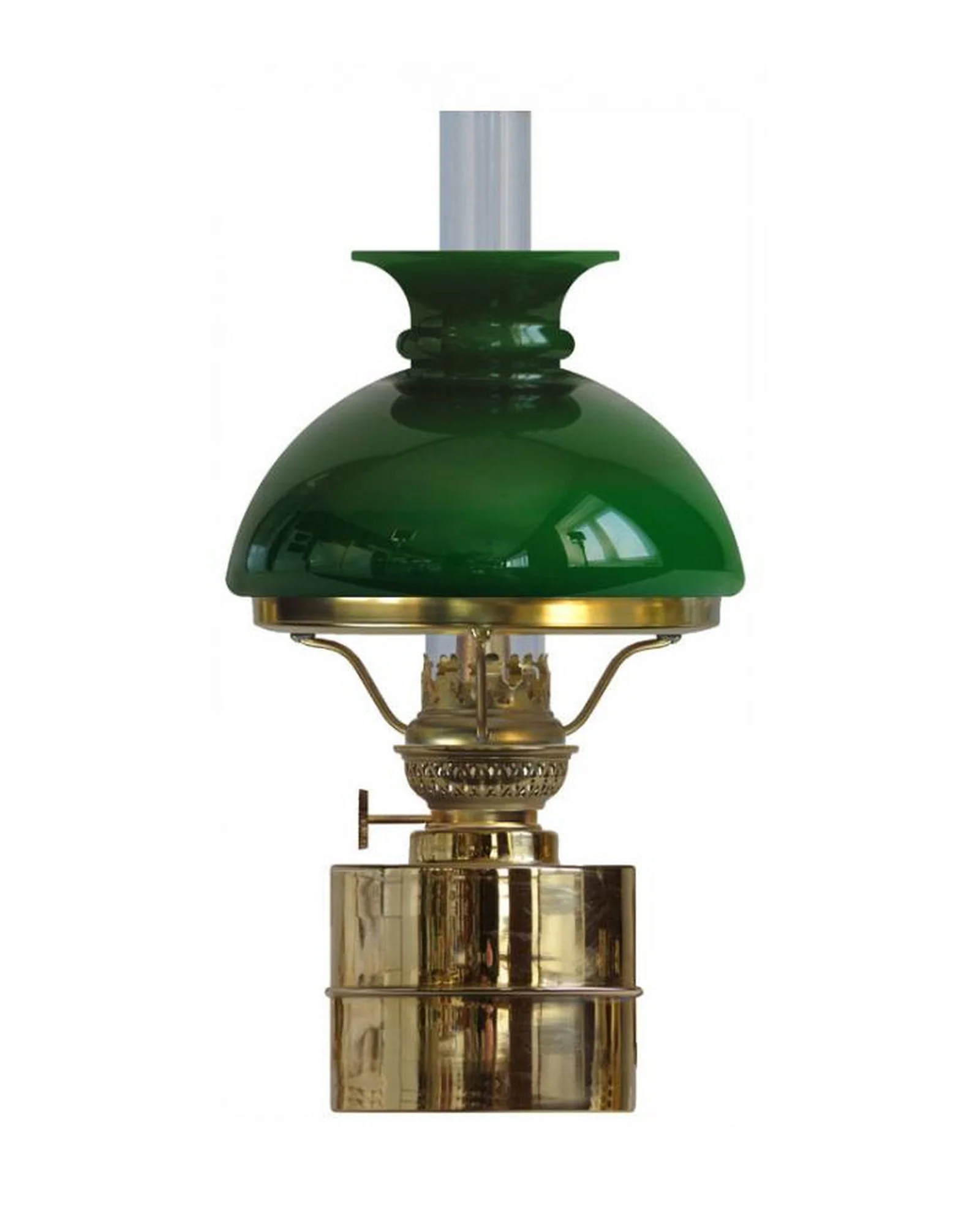 Fotogenlampa - FlaggskÀr mÀssing, grön skÀrm
