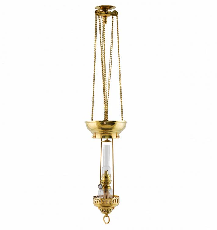 Fotogenlampa - MÄnskenslampa mÀssing, klarglas, tak - Image 3