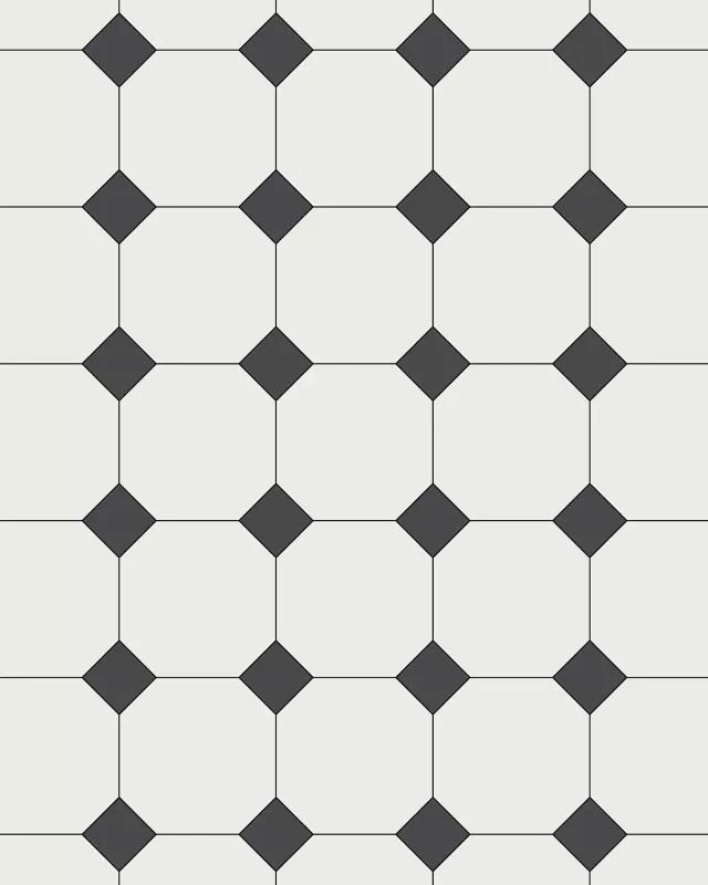 Oktagonklinker - 15 x 15 cm vit/svart