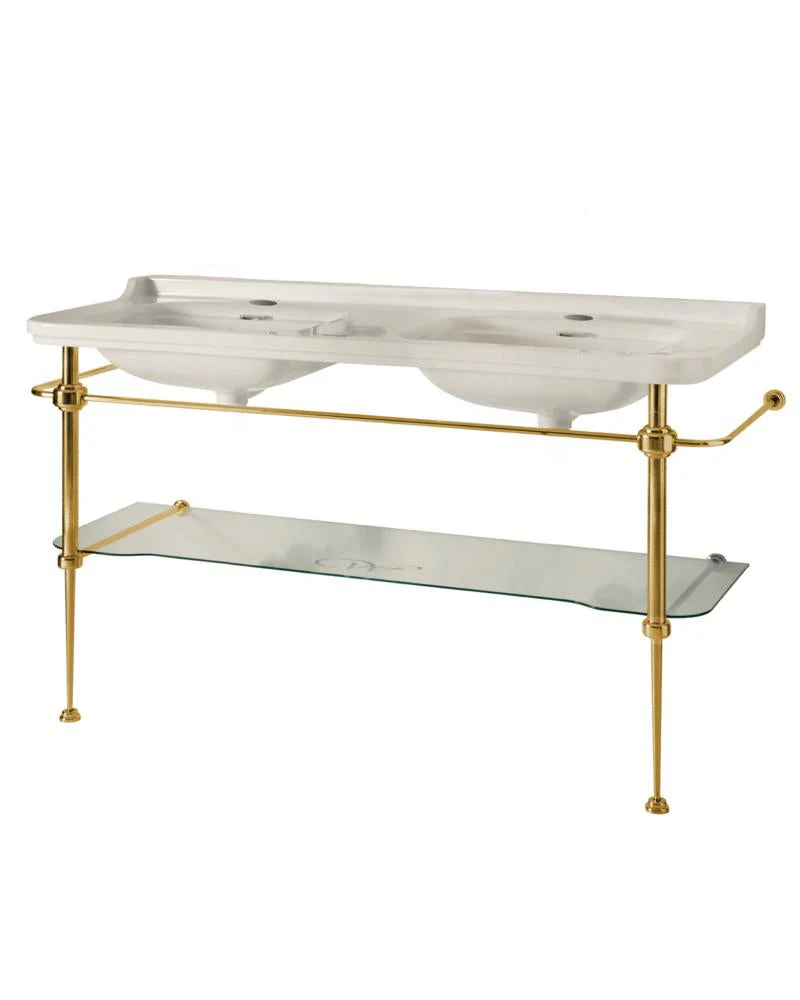 TvÀttstÀll med bronsben & glashylla - Art Deco - Dubbelt 150 cm