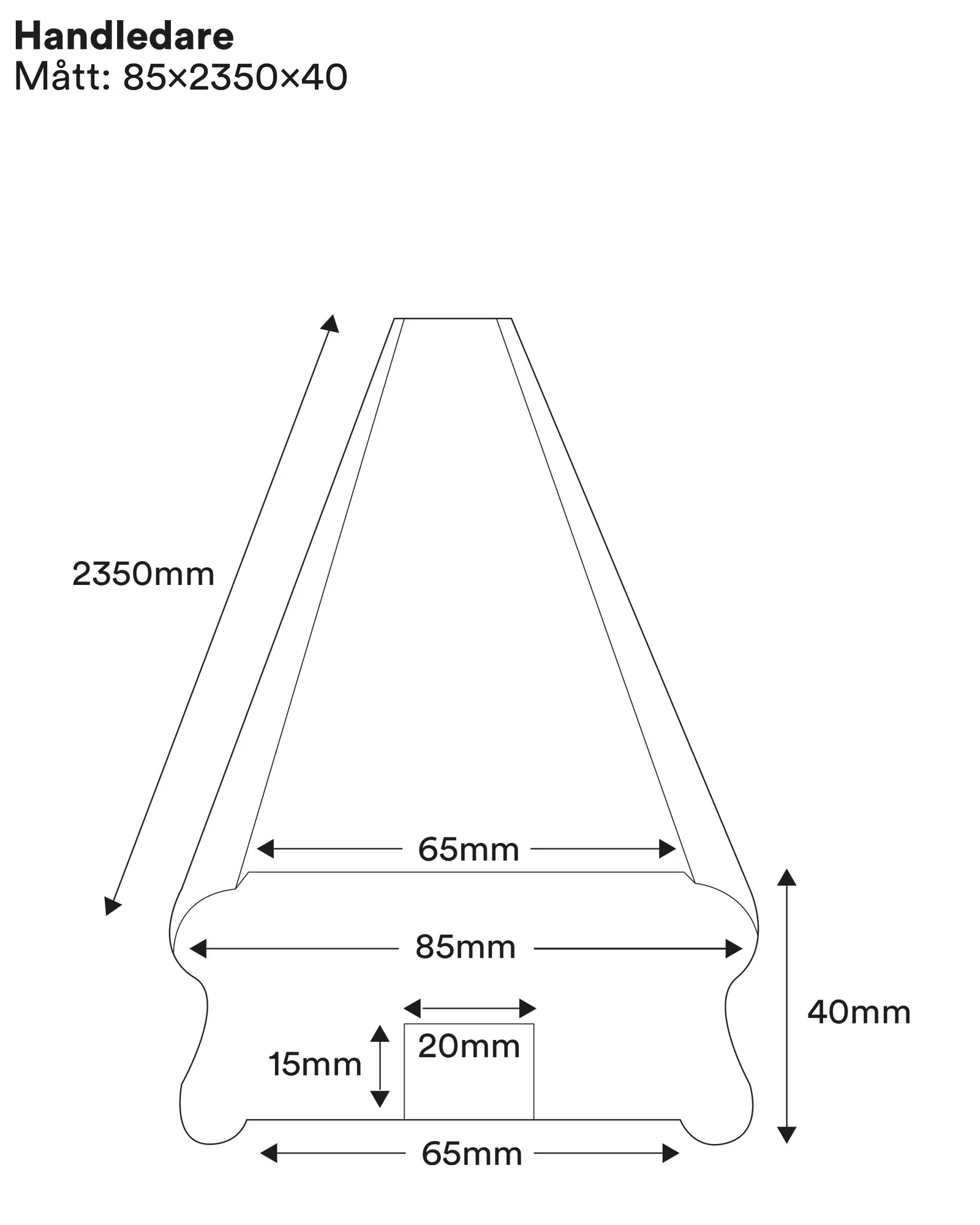 Handledare till räcke - 40 x 85 x 2350 mm - Image 3