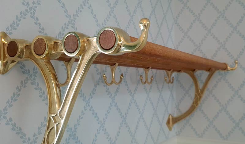Hatthylla - Sekelskifte mässing & ek, 115 cm - Image 7
