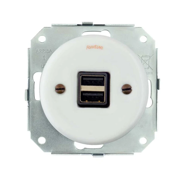 Insats vitt porslin - USB-uttag Garby Colonial