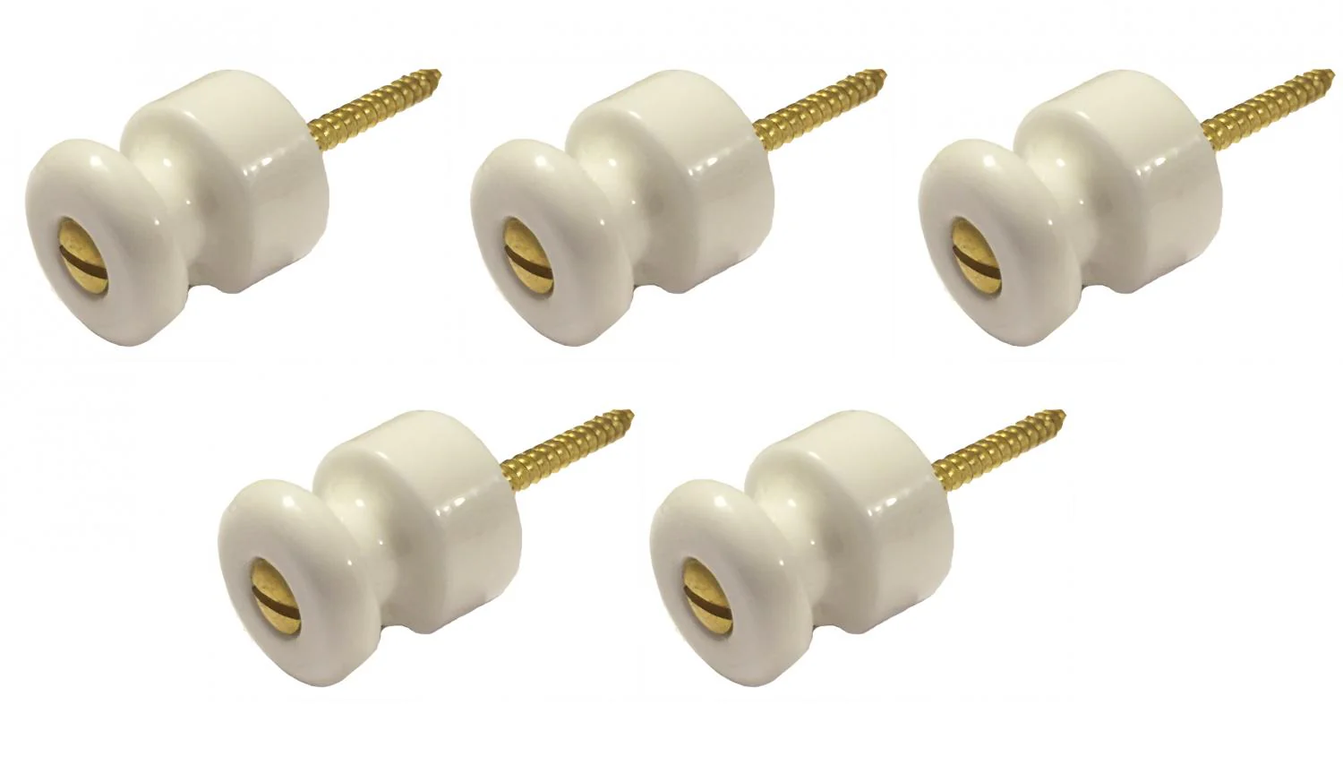 Isolatorknopp - Porslin/MĂ€ssing 5-pack