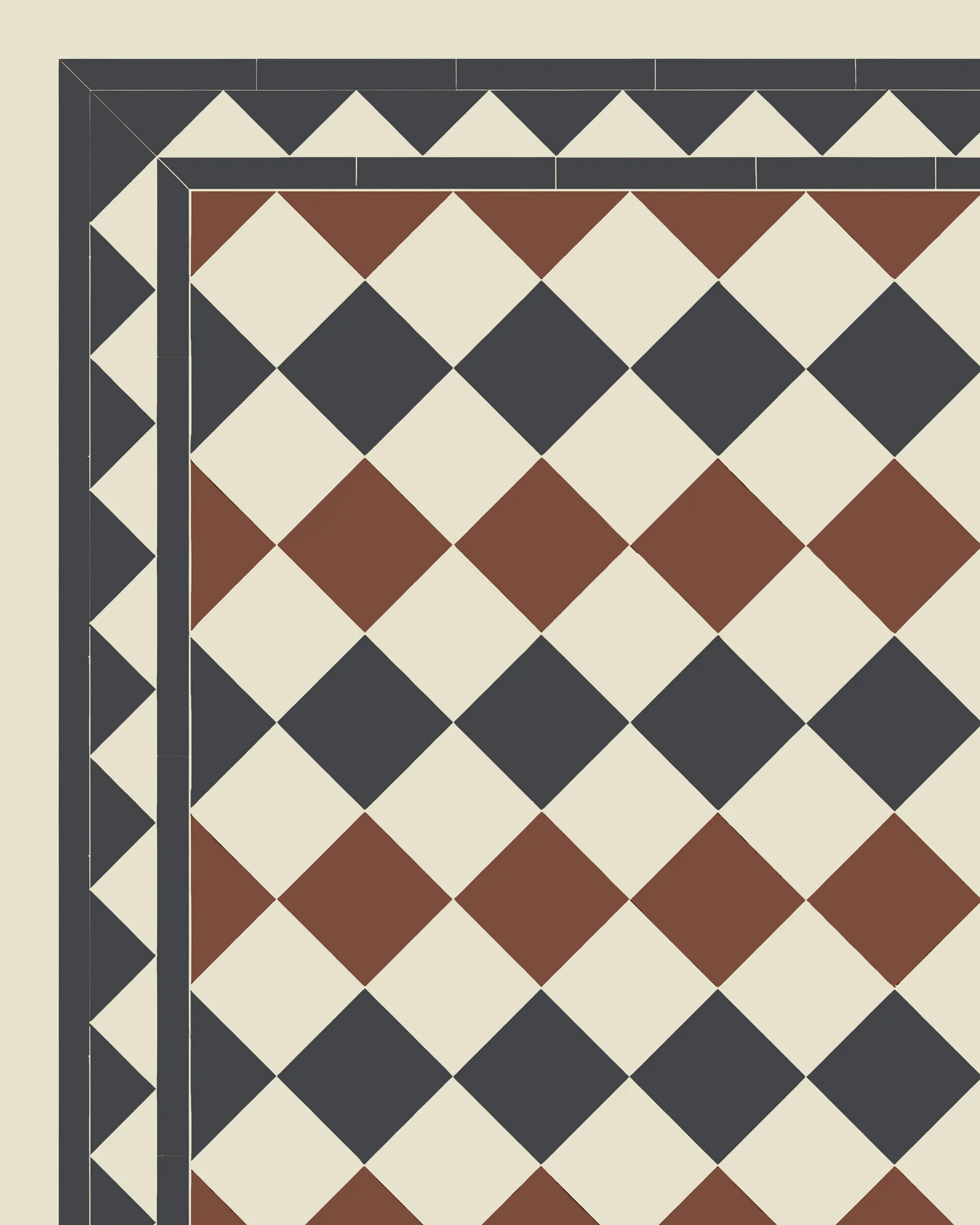 Klinker - Birmingham 15 x 15 cm gulvit/röd/svart