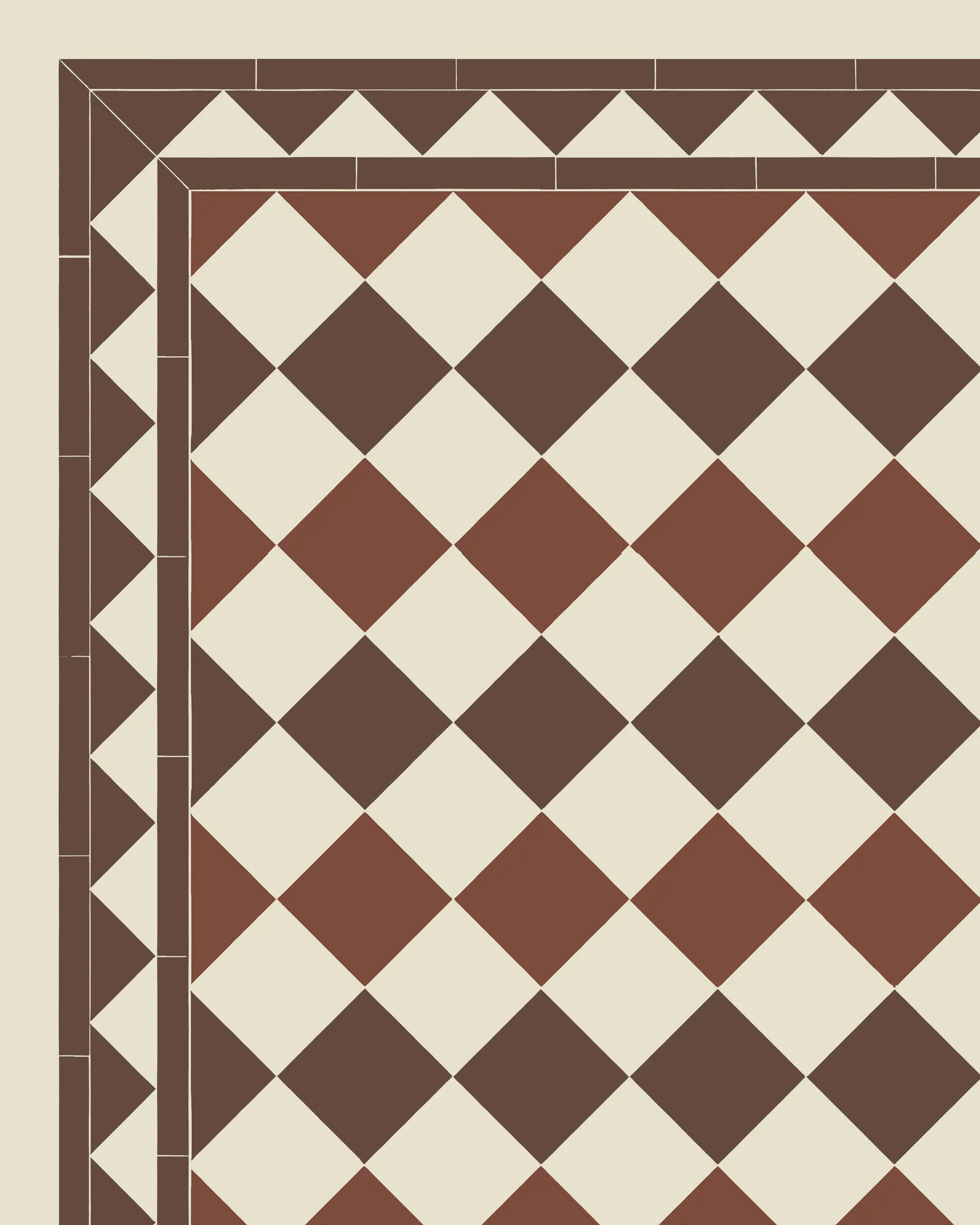 Klinker - Birmingham 15 x 15 cm gulvit/röd/chokladbrun