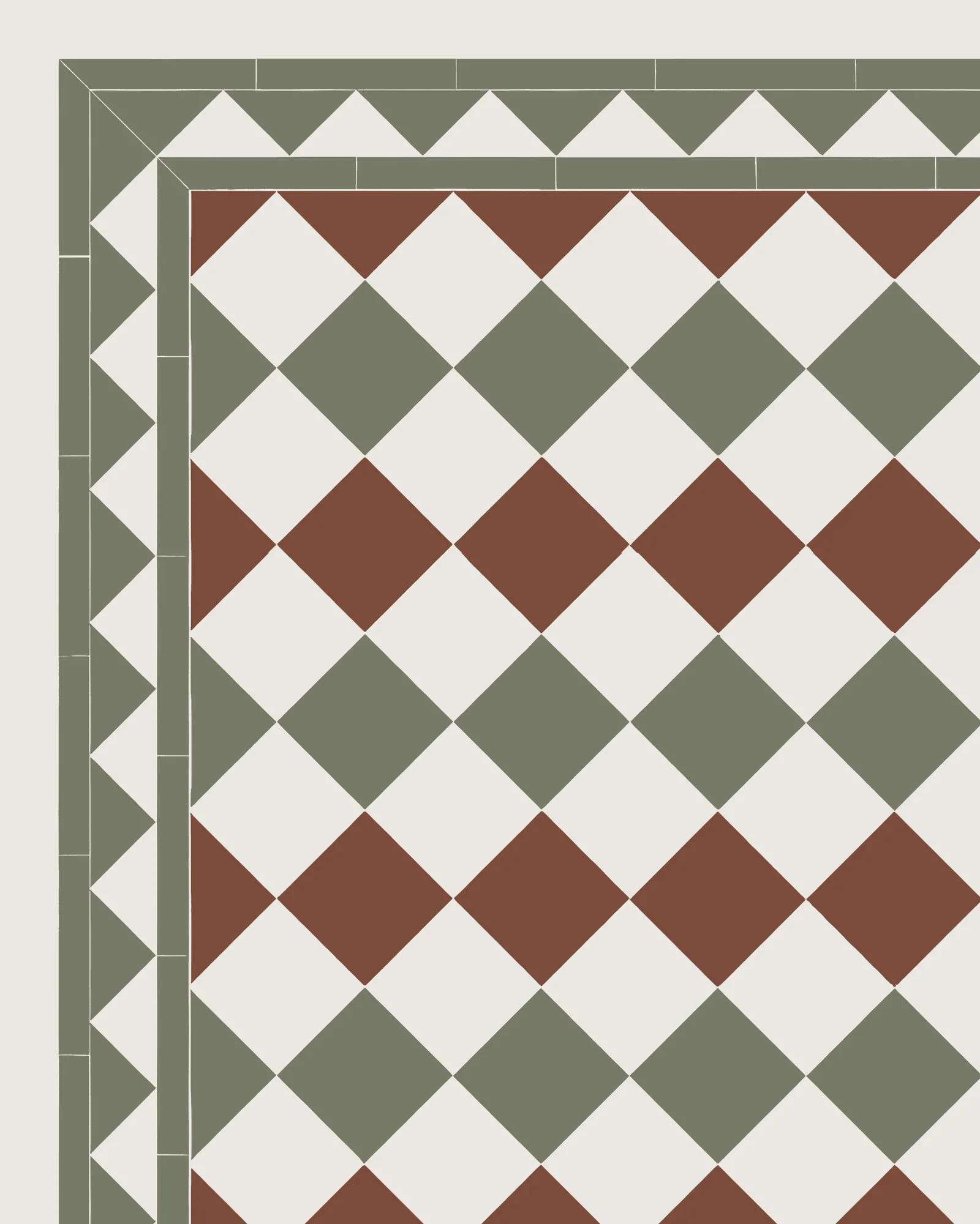 Klinker - Birmingham 15 x 15 cm vit/röd/Australian green