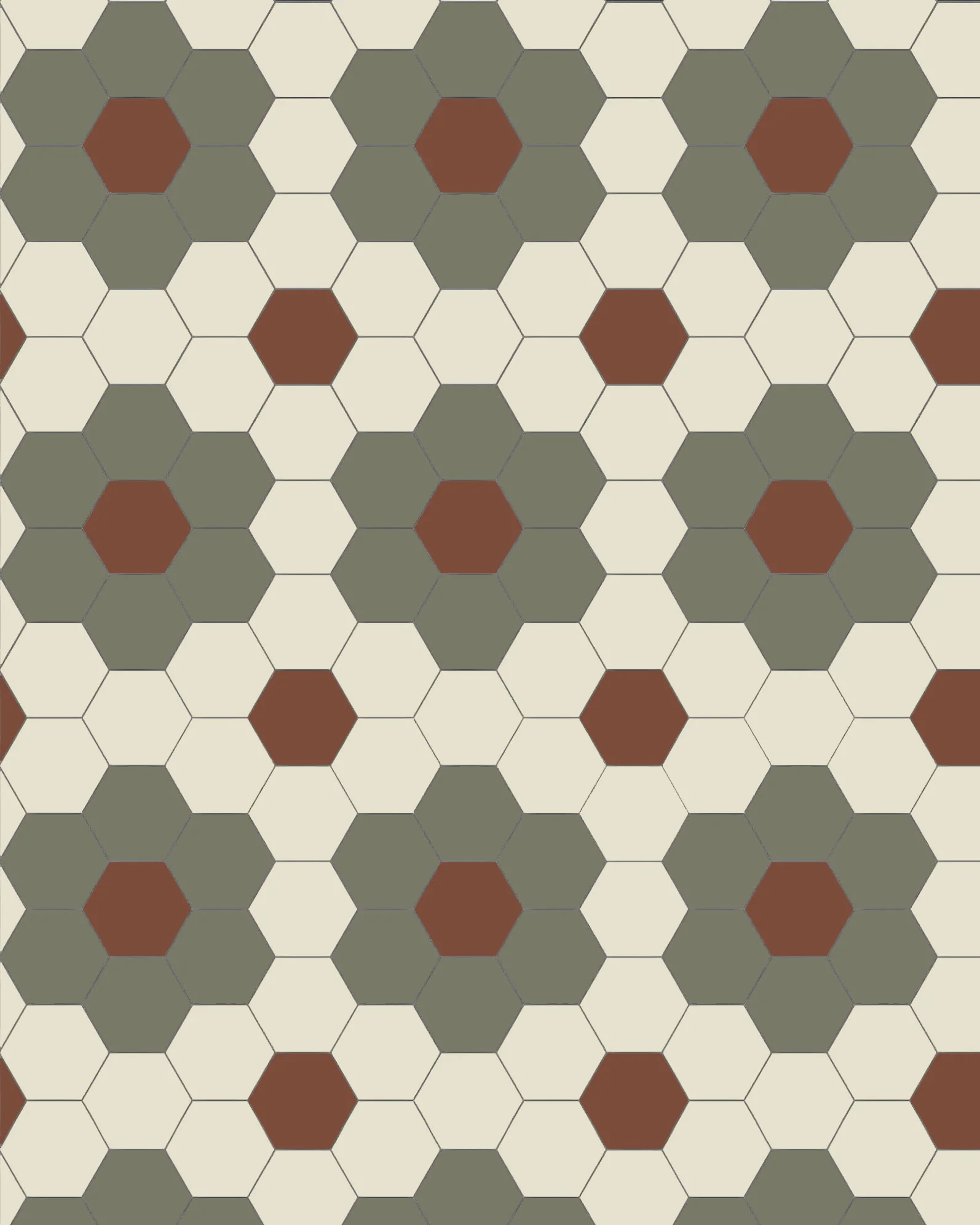 Klinker - Darlington Hexagon 10x10 cm Australian green/gulvit/röd