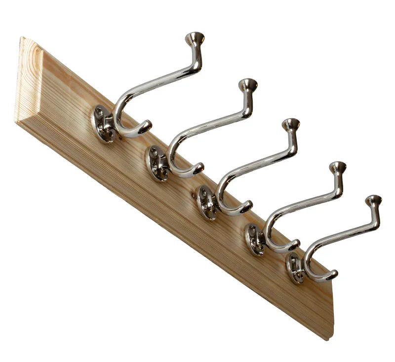 Kroklist 65 cm furu med klädkrok - Fehrlins 3255 nickel