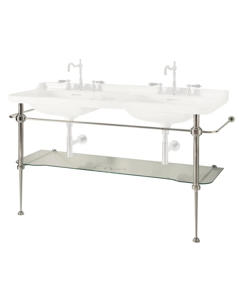 Art Deco kromställning med glashylla - Till tvättställ 158 cm