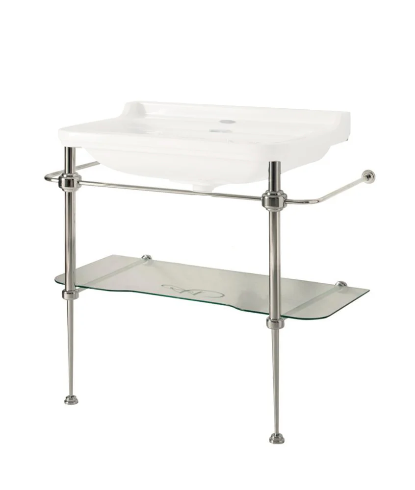 Art Deco kromstÀllning med glashylla - Till tvÀttstÀll 88 cm