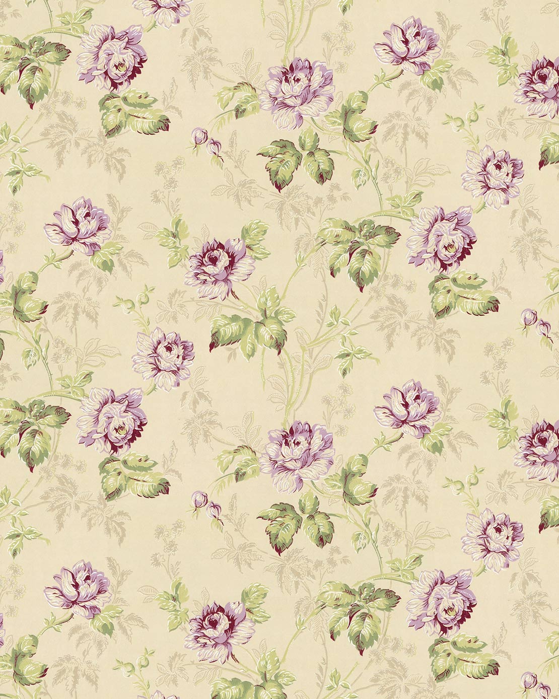 Lim & Handtryck Tapet - Belle epoque beige/grön/ljuslila - Image 2