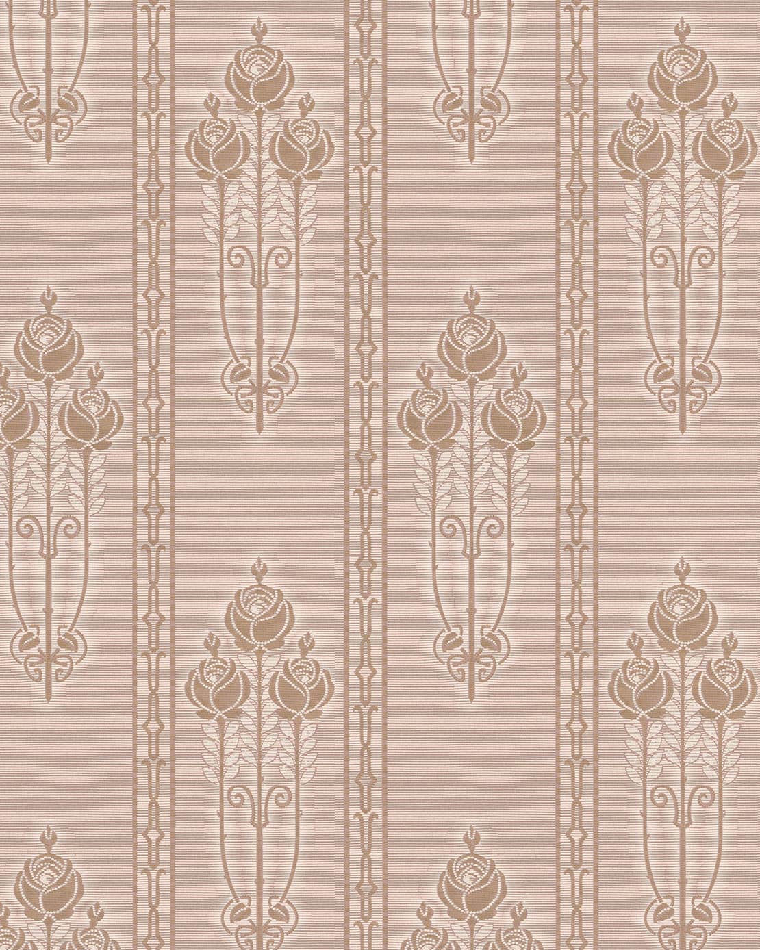 Lim & Handtryck Tapet - Jugendros beige/guld