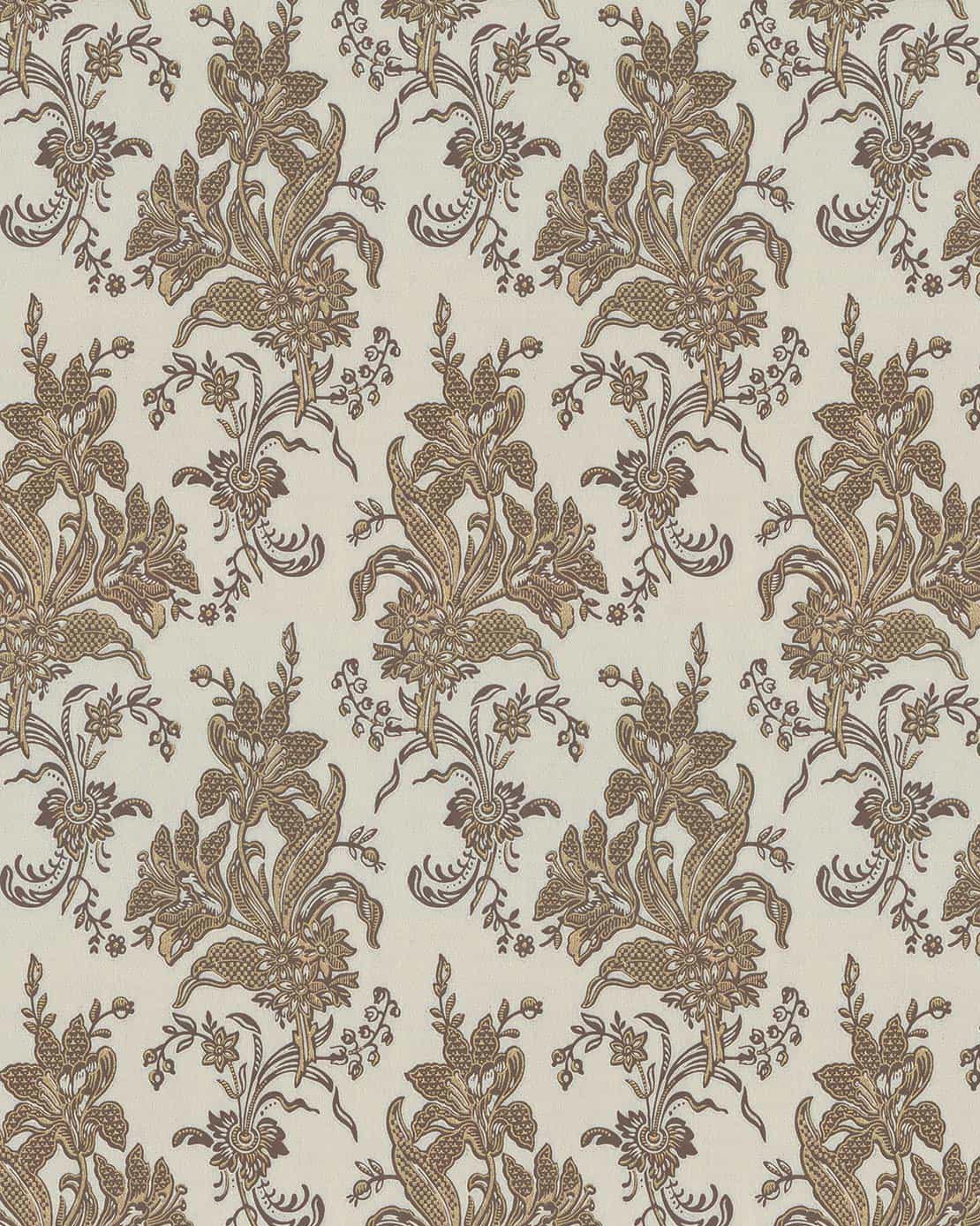 Lim & Handtryck Tapet - Liljor beige/guld
