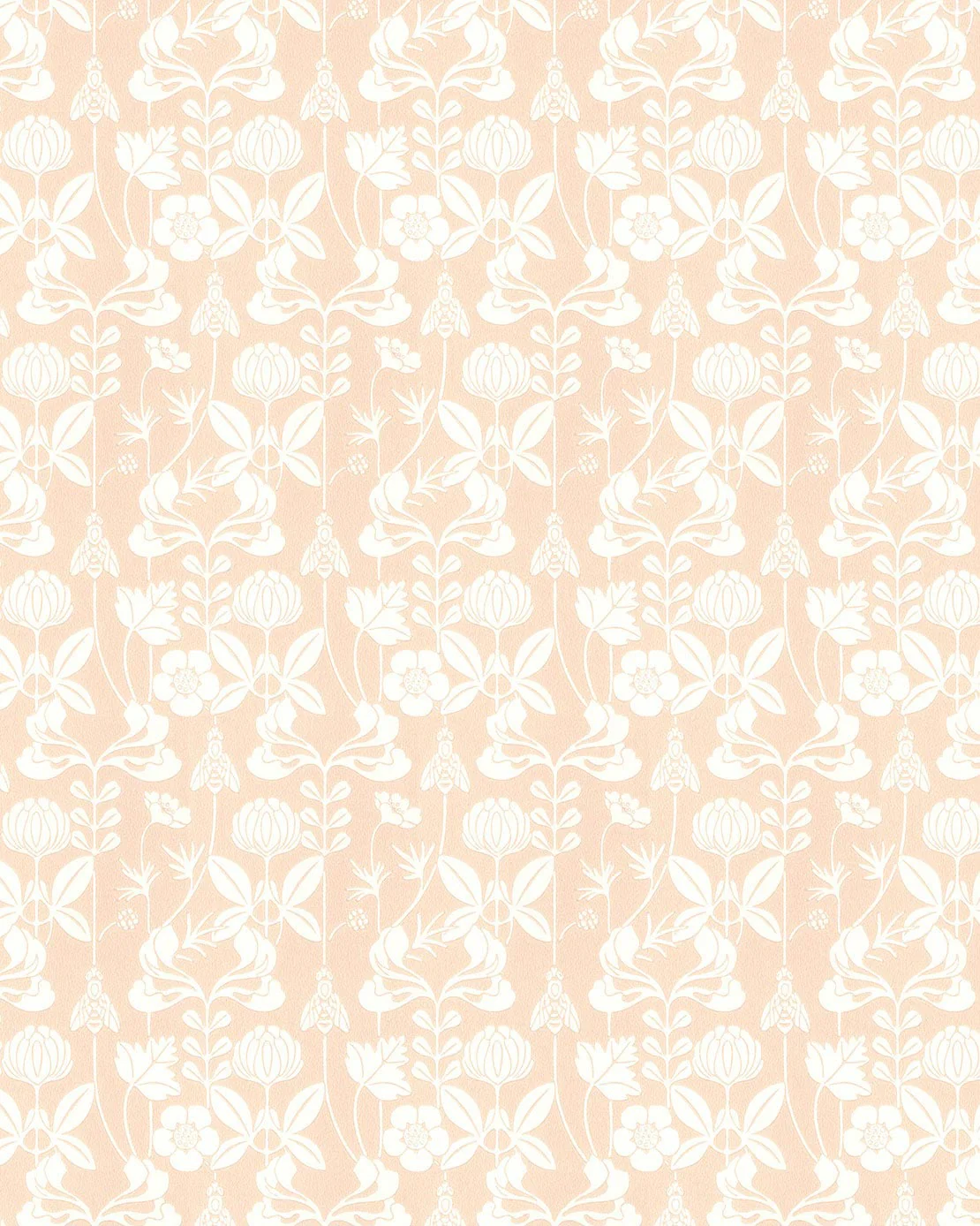 Lim & Handtryck Tapet - Solsidan rosa/vit