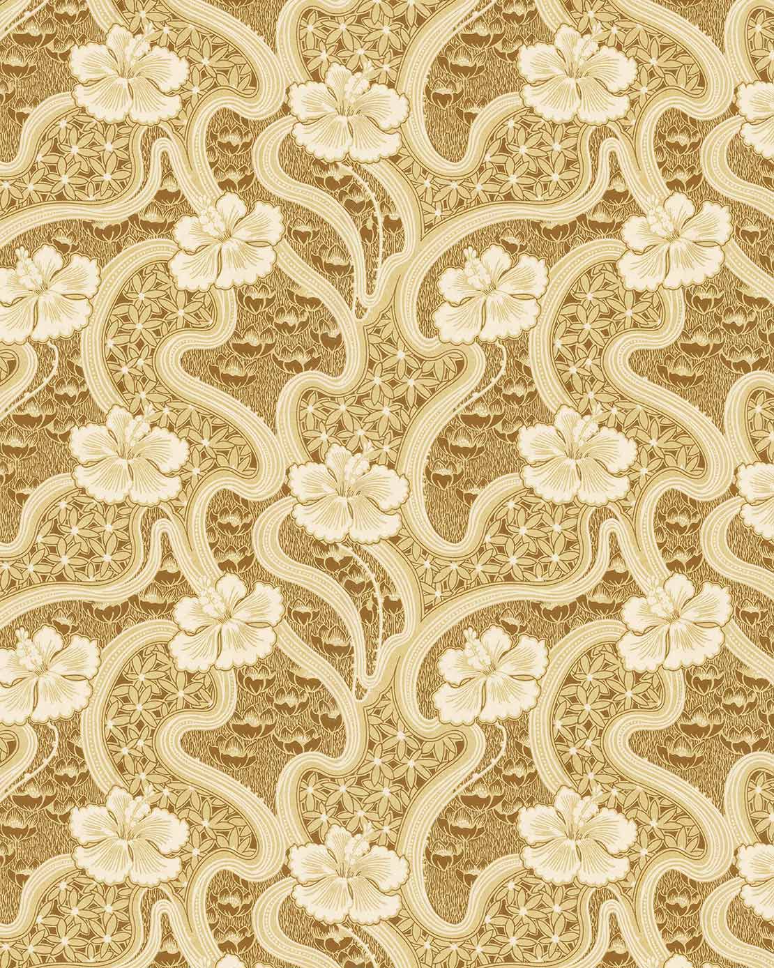 Lim & Handtryck Tapet - Tjolöholm brun/guld - Image 2