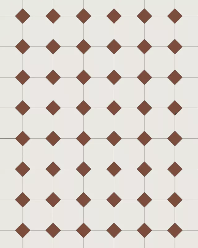 Oktagonklinker - 10 x 10 cm vit/röd