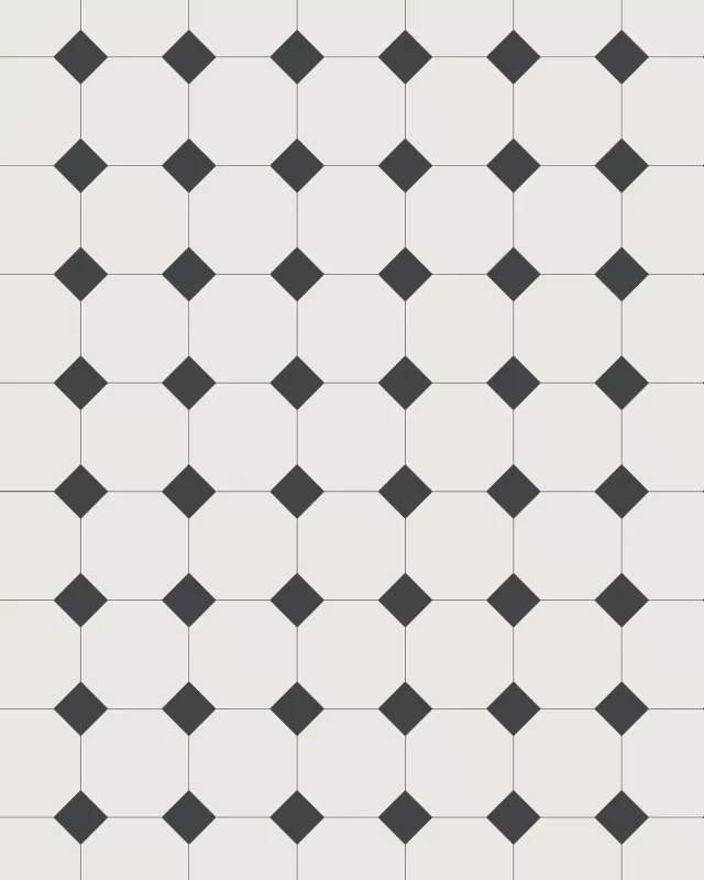 Oktagonklinker - 10 x 10 cm vit/svart