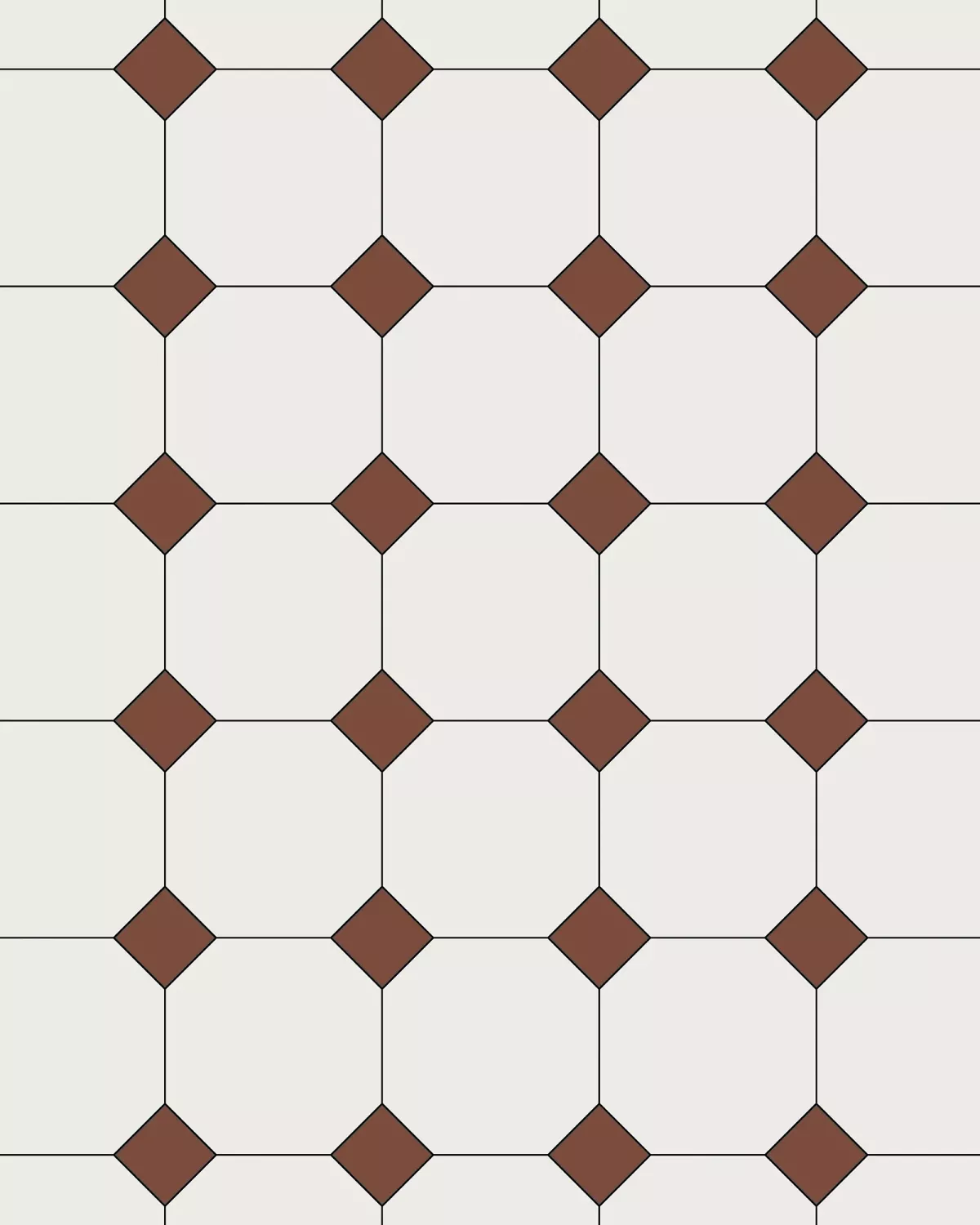 Oktagonklinker - 15 x 15 cm vit/röd