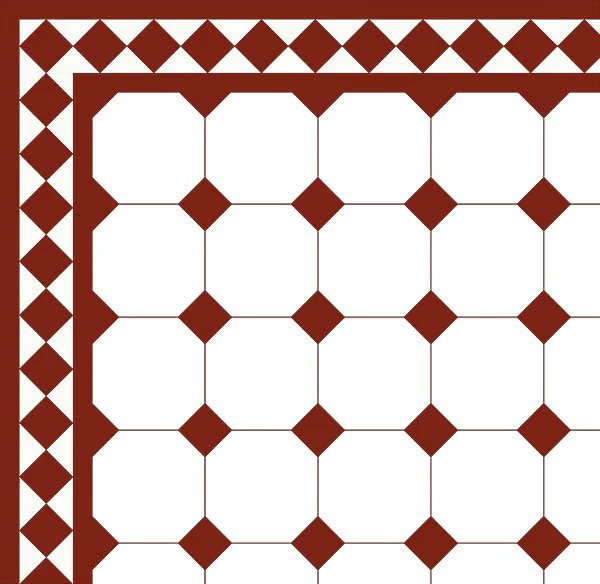 Oktagonklinker - 15 x 15 cm vit/röd - Image 4