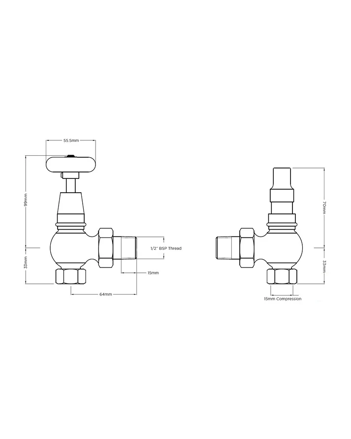 Radiatorventil - Chesterfield krom - Image 2