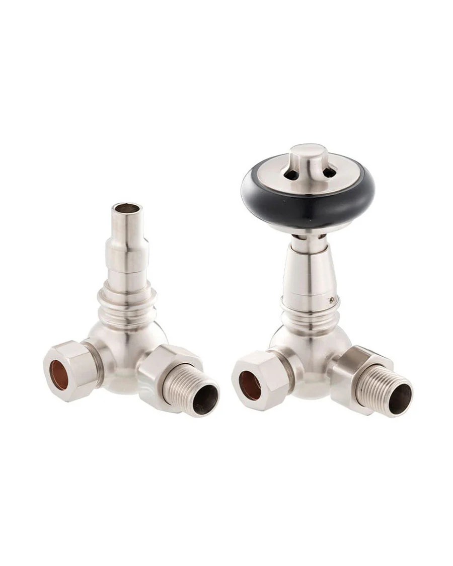 Radiatorventil termostat - York (vinklad) borstat nickel/trÀ
