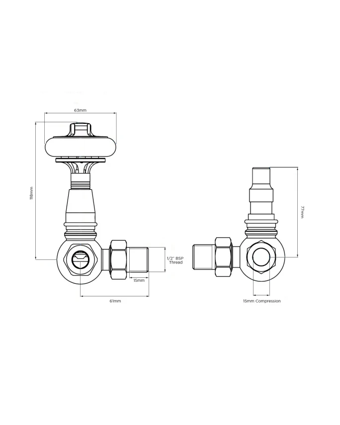 Radiatorventil termostat - York (vinklad) antikbehandlad/trÀ - Image 3