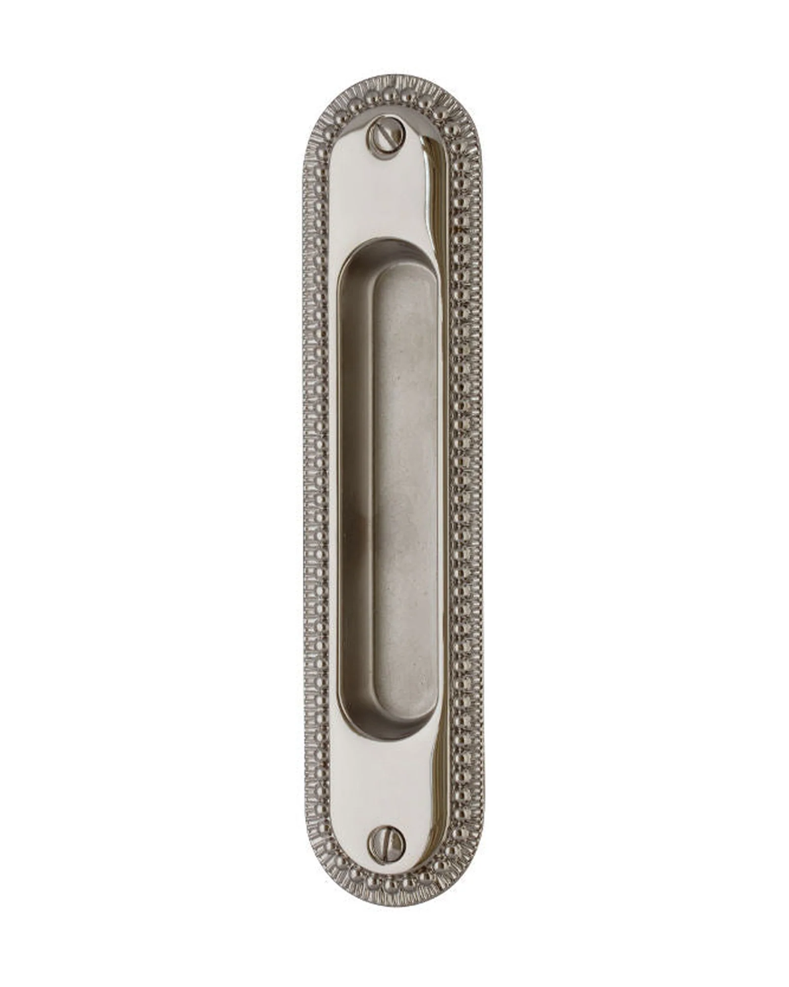 Skjutdörrshandtag - Sekelskifte nickel 158x36 mm