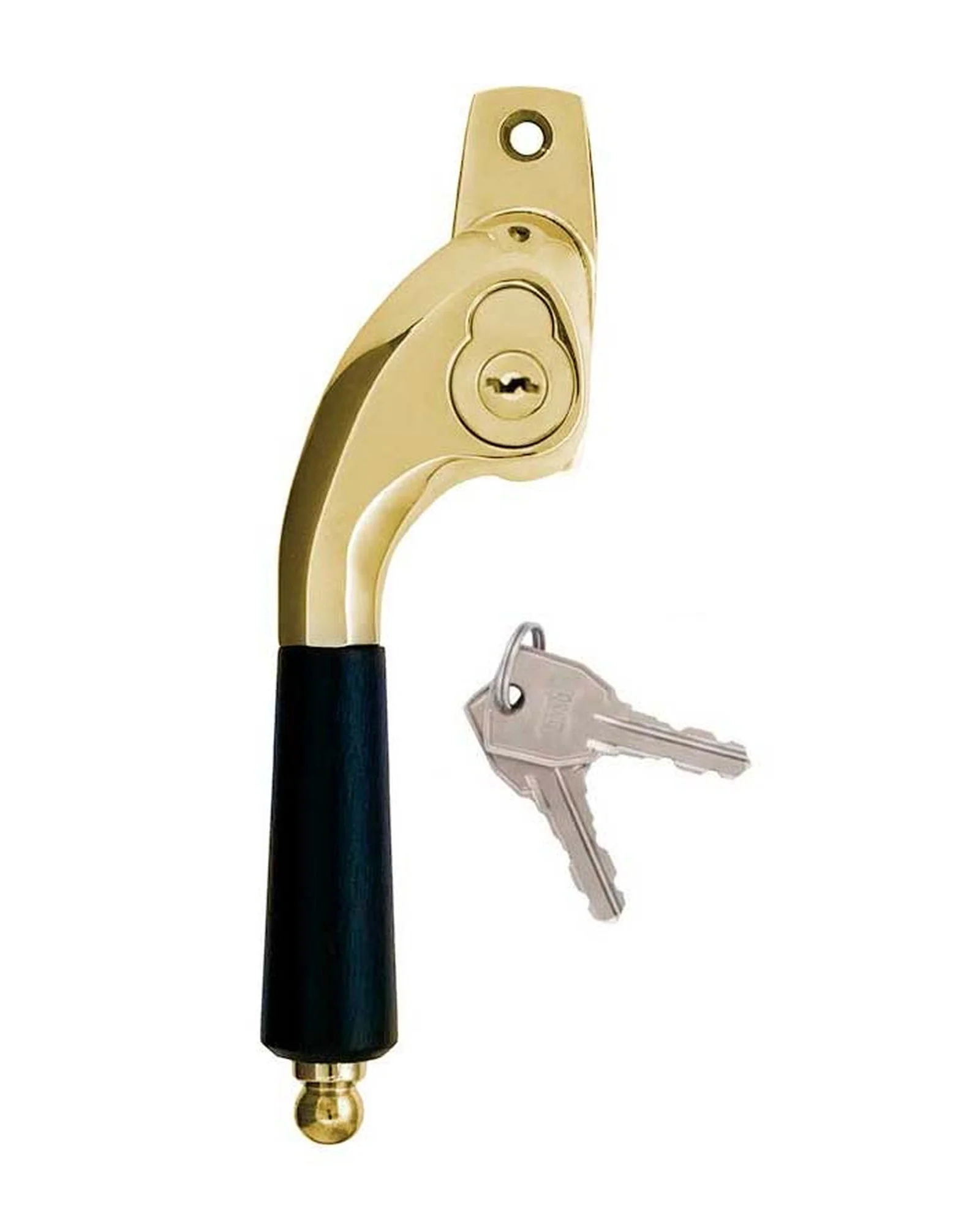 Spanjoletthandtag låsbart - Låsbolaget mässing böjd med lås - Image 2