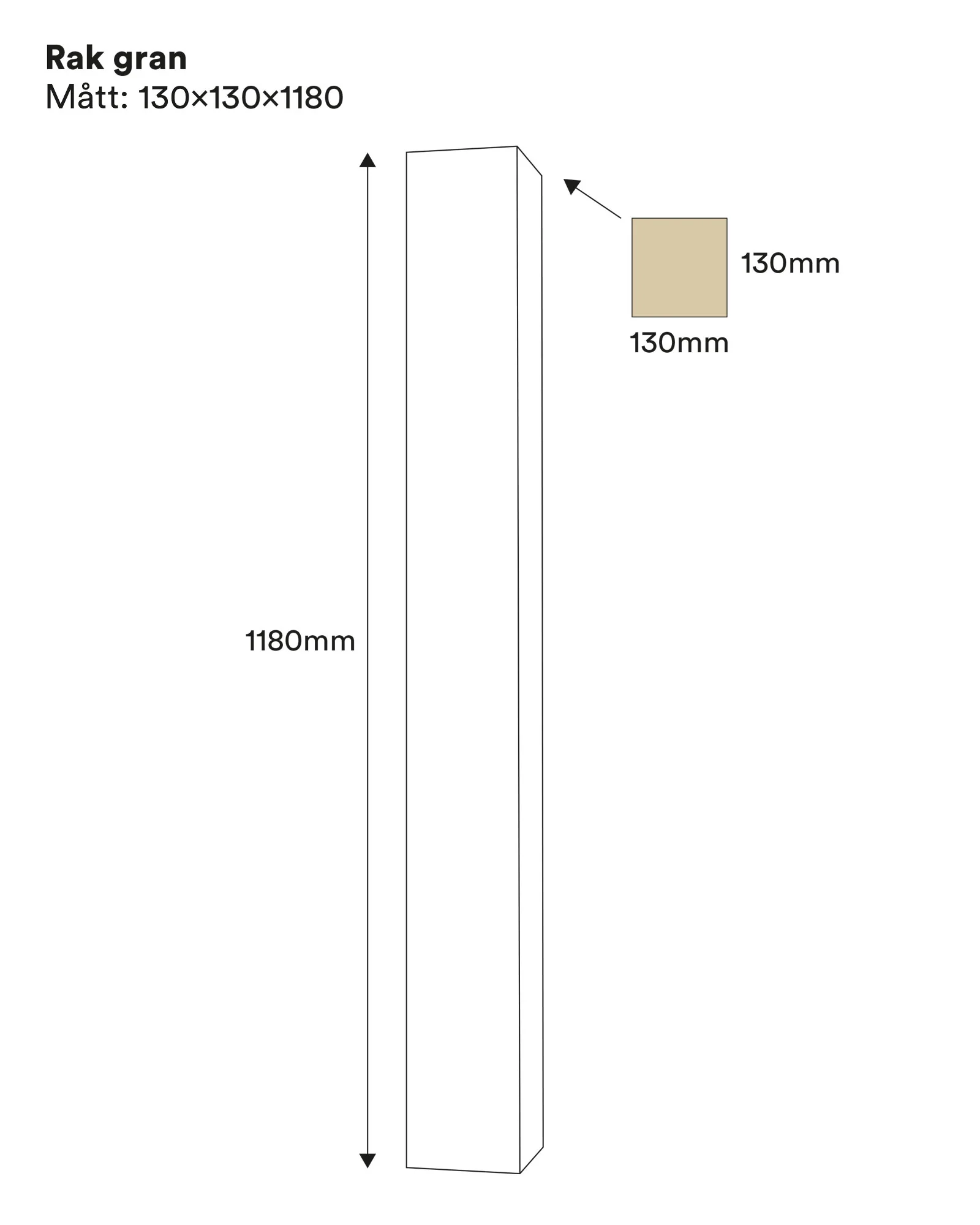Stolpe - Rak pelare 130 x 130 x 1180 mm gran - Image 2